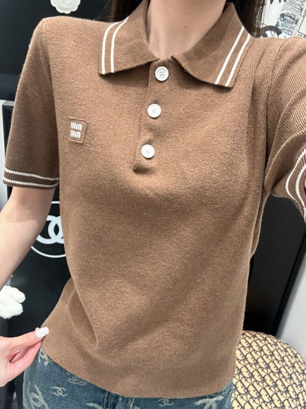 Miu 25 Polo T- Shirt Brown Wool 232022