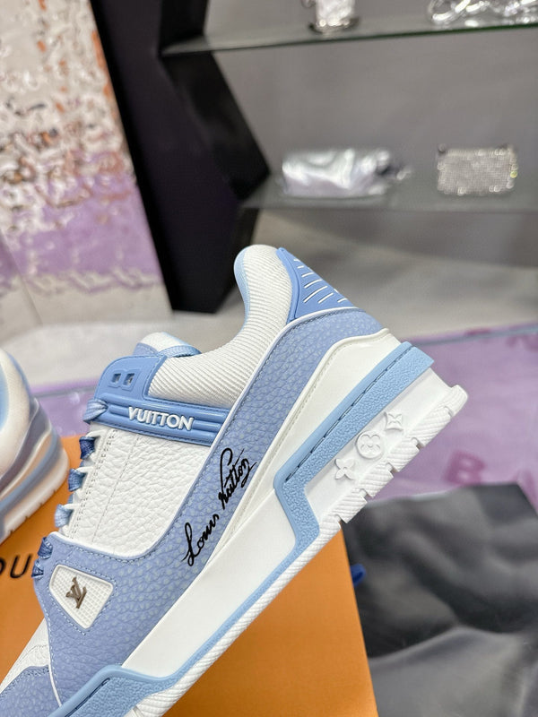 Sneaker LV Trainer in pelle di vacchetta blu