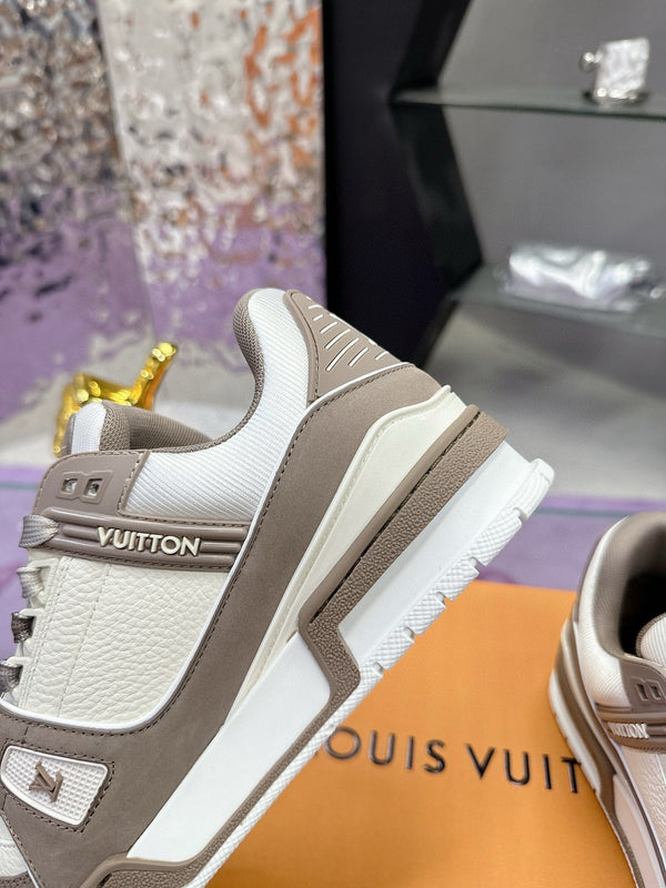 Sneaker LV Trainer Marrone Grigio Pelle di Vacchetta