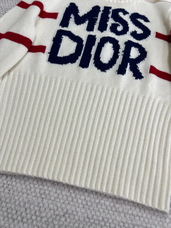 CD Turtleneck Sweater White Blue Red Wool Cashmere