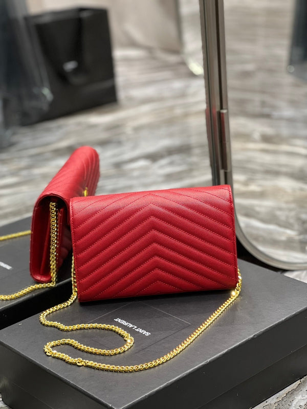 YL WOC 22 CHEVRON ROUGE CAVIAR MÉTAL DORÉ