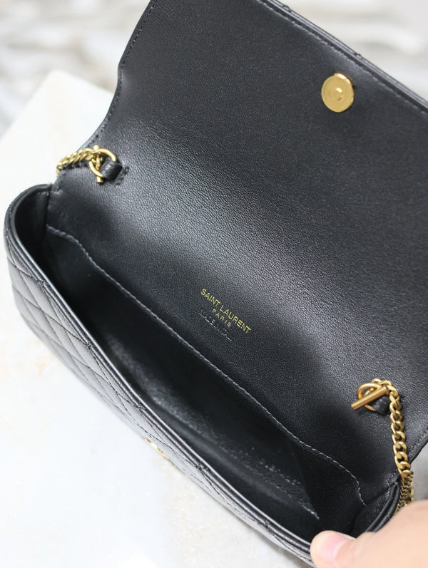 Gaby Phone Bag 19cm Black Quilted Leather GHW