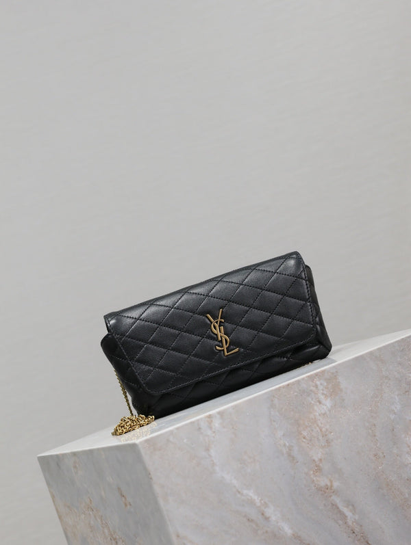 Gaby Phone Bag 19cm Black Quilted Leather GHW