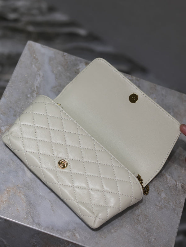 Gaby Phone Bag 19cm White Quilted Leather GHW