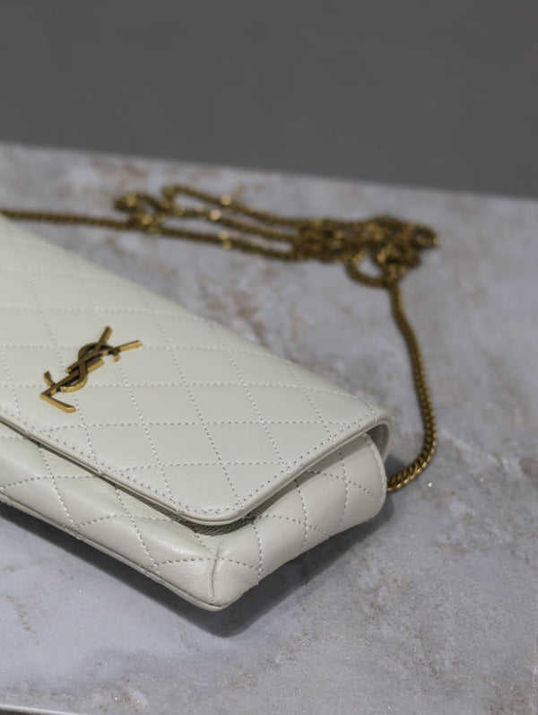 Gaby Phone Bag 19cm White Quilted Leather GHW