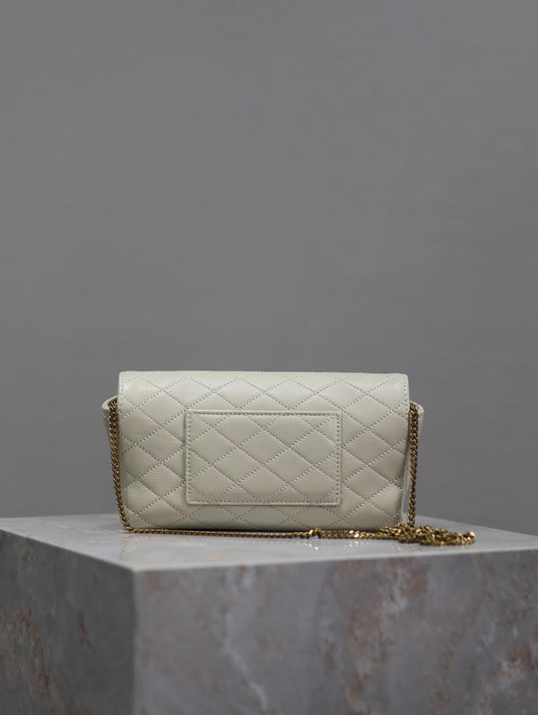 Gaby Phone Bag 19cm White Quilted Leather GHW