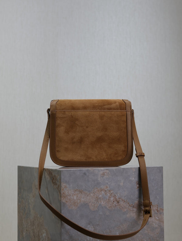 YSL Solferino Shoulder Bag Brown Suede