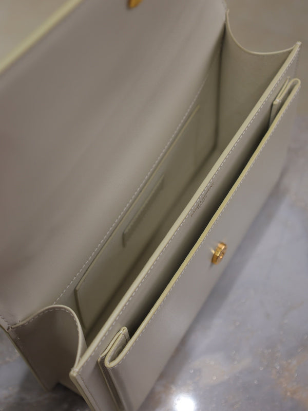 YSL Sunset Handbags 25cm White Cowhide