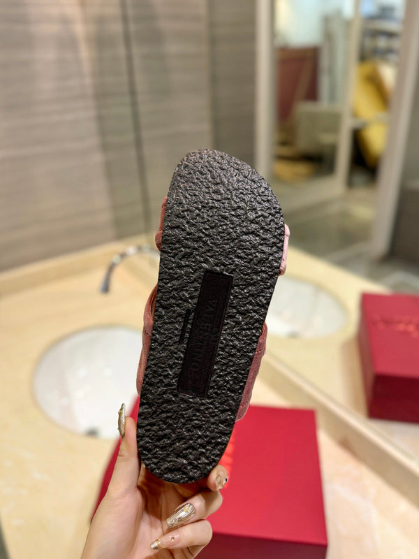 SANDALI CIABATTA IN VELLUTO DI SETA ROSA CREPE FUSSFRIEND