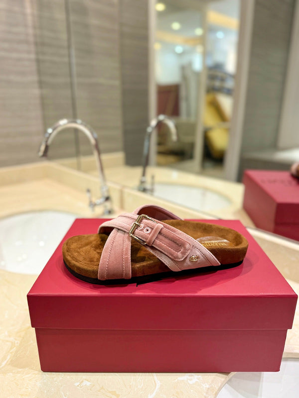 SANDALI CIABATTA IN VELLUTO DI SETA ROSA CREPE FUSSFRIEND