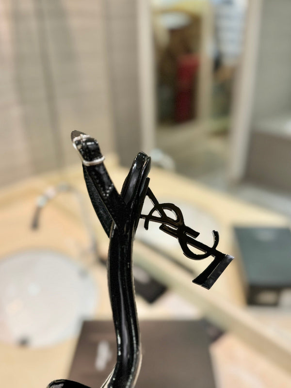 SL OPYUM SANDALS 80 BLACK CALFSKIN