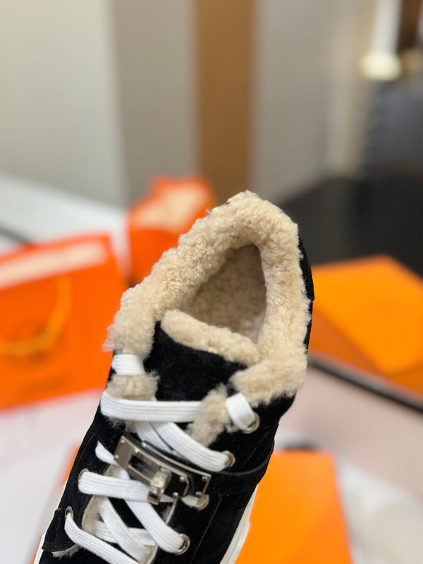 HM Day Sneaker Black With Wool Lining Suede 983044