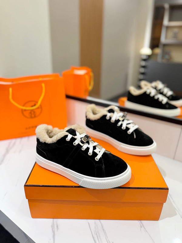 HM Day Sneaker Black With Wool Lining Suede 983044