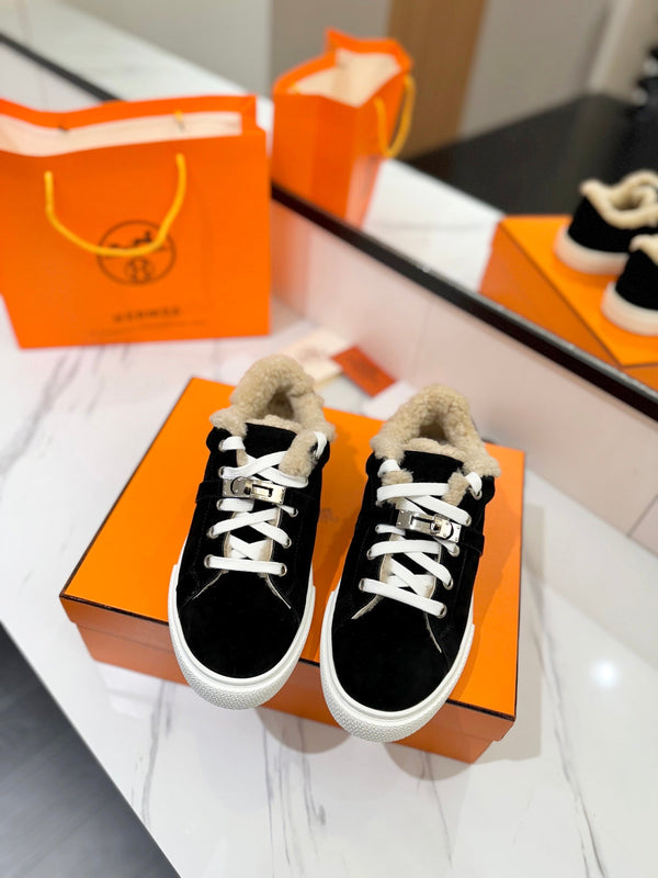 HM Day Sneaker Black With Wool Lining Suede 983044