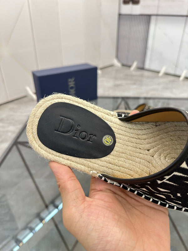 CD Espadrille Slide Black Printed Fabric 639442