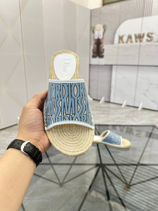 CD Espadrille Slide Blue Printed Fabric 639438