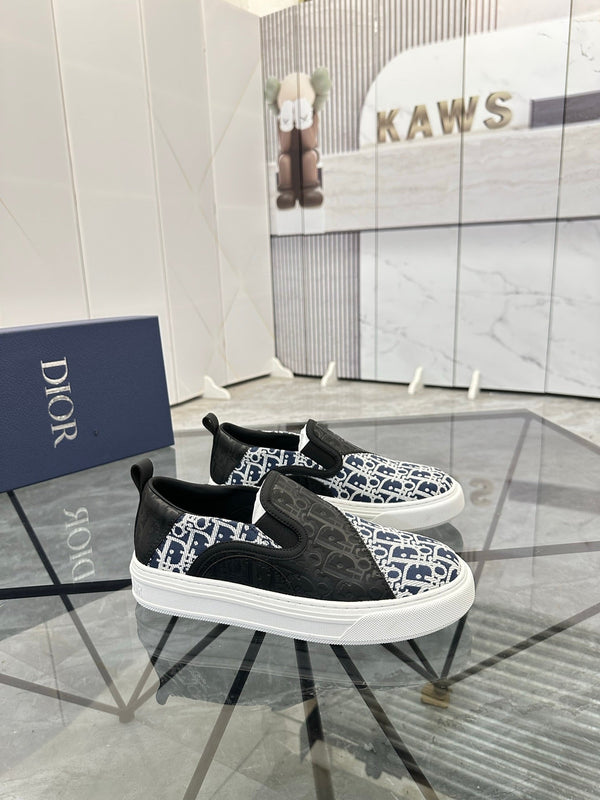 CD Slip on loafer Black Blue Cowhide Fabric 647996