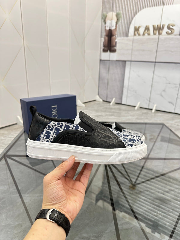 CD Slip on loafer Black Blue Cowhide Fabric 647996