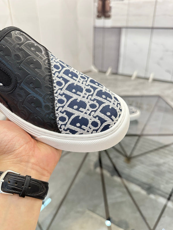 CD Slip on loafer Black Blue Cowhide Fabric 647996