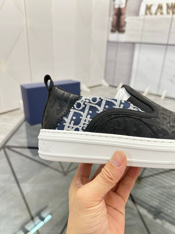 CD Slip on loafer Black Blue Cowhide Fabric 647996