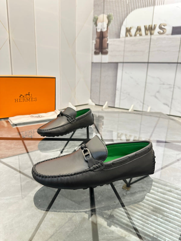 Mocassino da uomo HM Alessandro in pelle di vacchetta nera e verde 697694