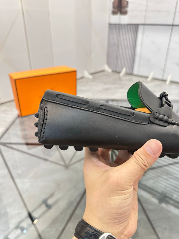 Mocassino da uomo HM Alessandro in pelle di vacchetta nera e verde 697694