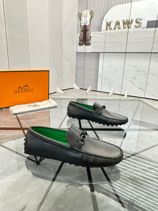 Mocassino da uomo HM Alessandro in pelle di vacchetta nera e verde 697694