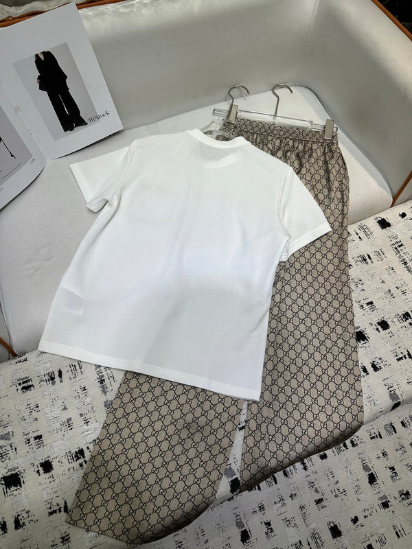 Gucci 2025 Pattern Set White Brown Polyester Fiber