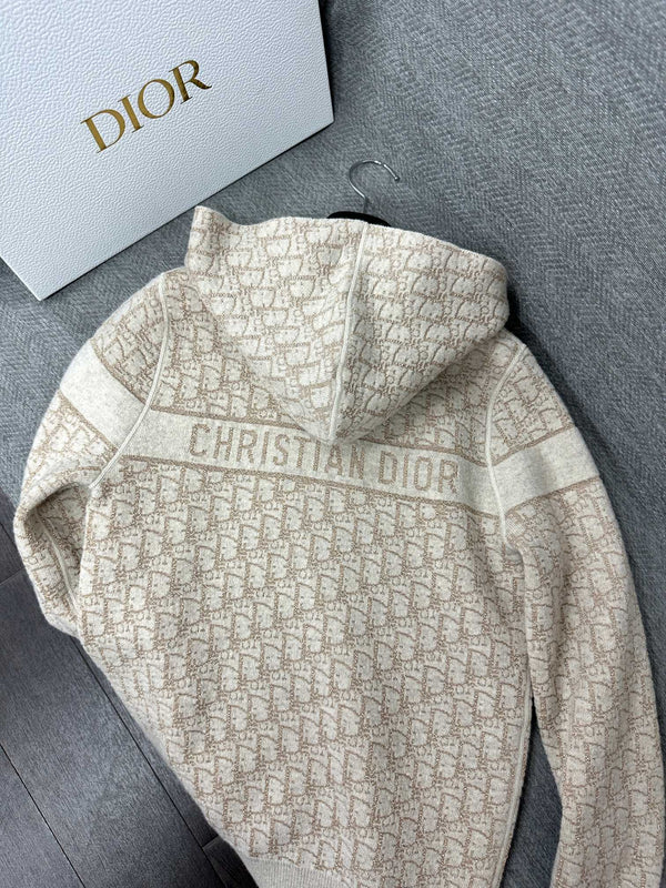 CD Reversible Zipped Cardigan with Hood Grey Cashmere 336827