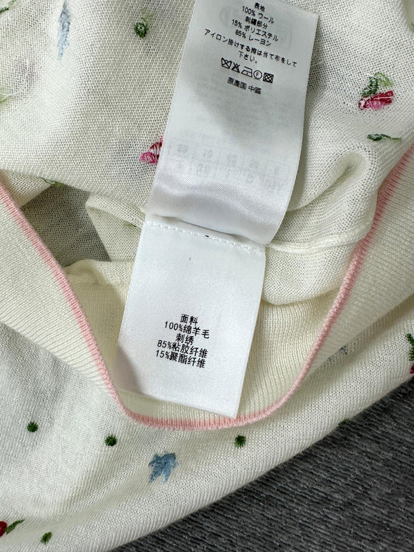 CD Dioramour Cardigan Embroidered Ivory Wool 349490