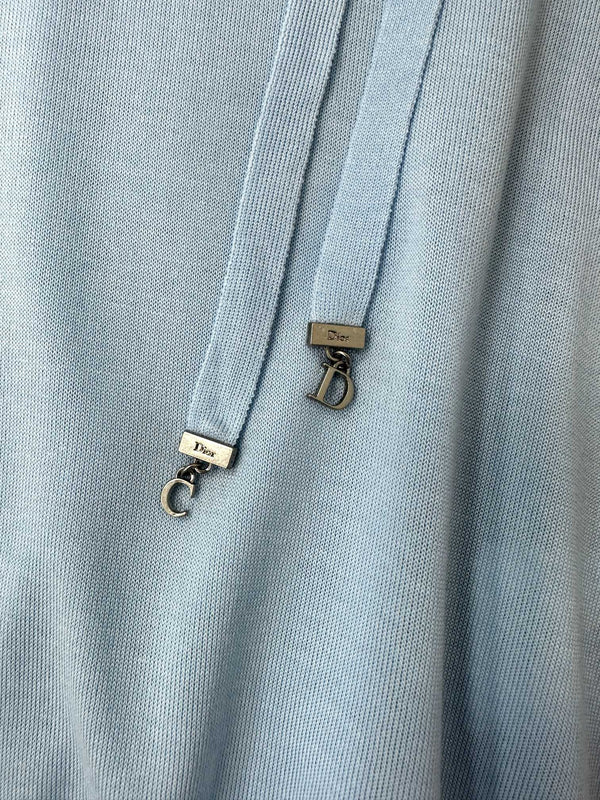 CD Short-Sleeved Fitted Sweater Sky Blue Silk Knit 349493