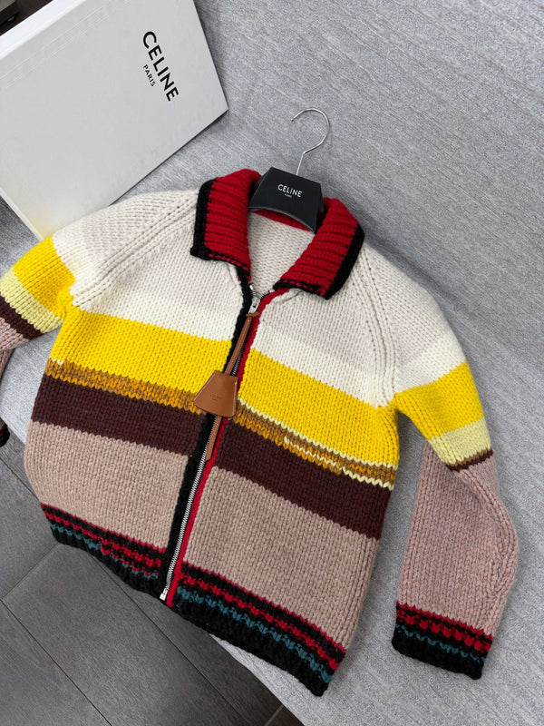 CE 26s Knit Cardigan Cotton Blend Zip Up Multicolor Wool 442020