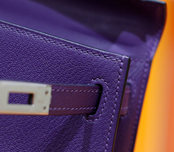 HM Mini Kelly 19cm Purple Epsom Gold Hardware
