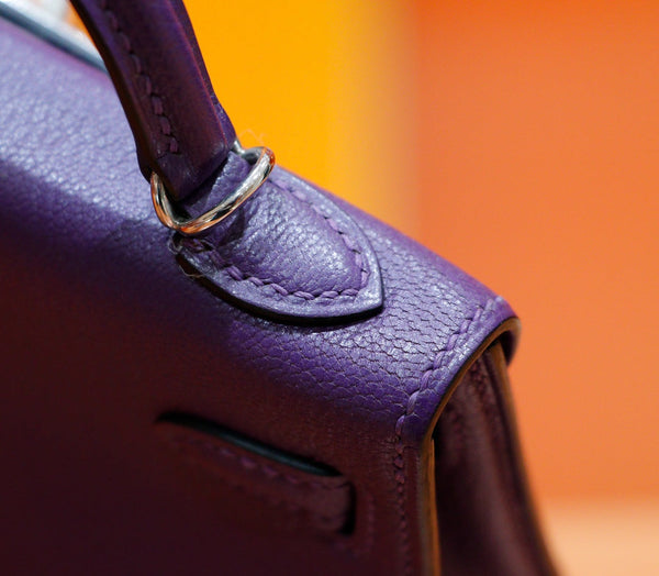HM Mini Kelly 19cm Purple Epsom Gold Hardware