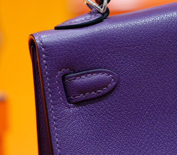 HM Mini Kelly 19cm Purple Epsom Gold Hardware