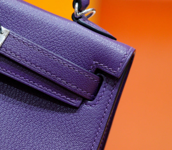 HM Mini Kelly 19cm Purple Epsom Gold Hardware