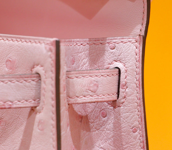 HM Mini Kelly 19cm Pink Ostrich Gold Hardware