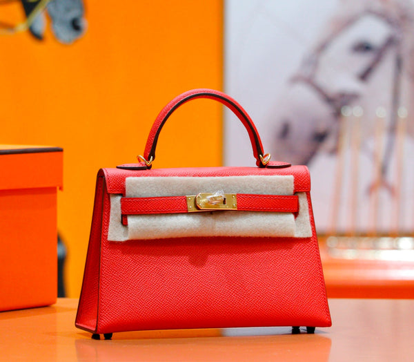 HM Mini Kelly 19cm Red Epsom Gold Hardware