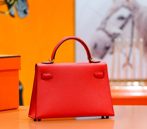 HM Mini Kelly 19cm Red Epsom Gold Hardware