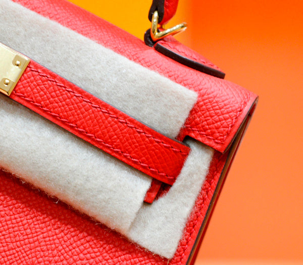 HM Mini Kelly 19cm Red Epsom Gold Hardware
