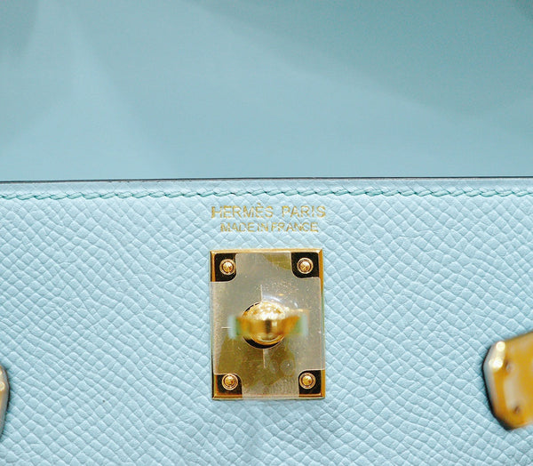 HM Mini Kelly 19cm Cloud Blue Epsom Silver Hardware