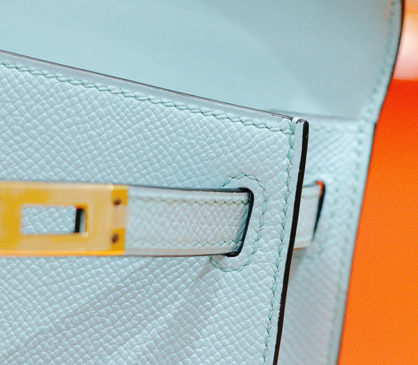 HM Mini Kelly 19cm Cloud Blue Epsom Silver Hardware