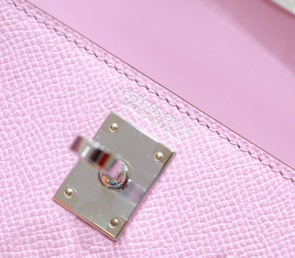 HM Mini Kelly 19cm Pink Epsom Silver Hardware