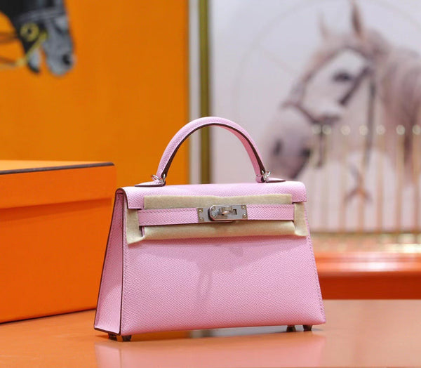 HM Mini Kelly 19cm Pink Epsom Silver Hardware