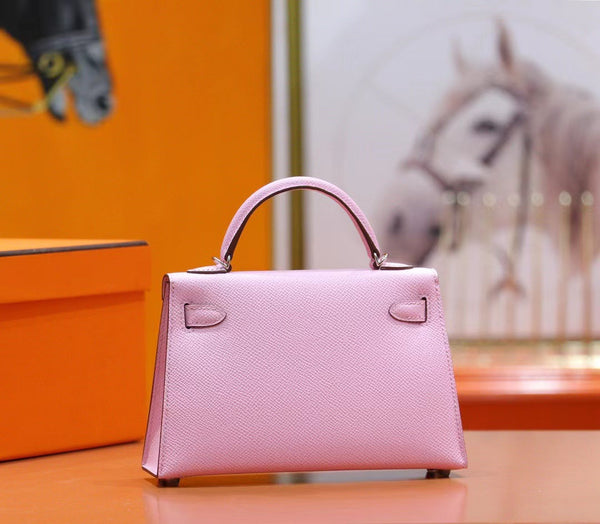 HM Mini Kelly 19cm Pink Epsom Silver Hardware