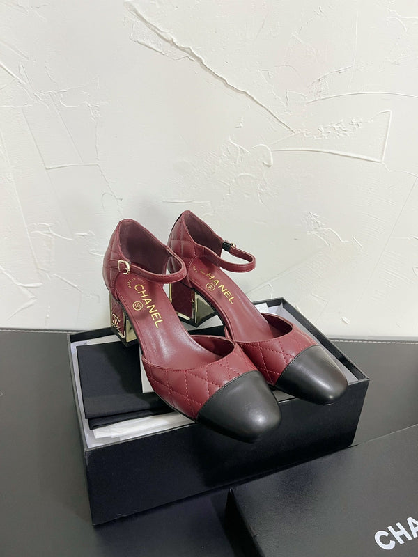 CC Mary Janes 55mm In Burgundy Mix Black Quilted Lambskin 949763