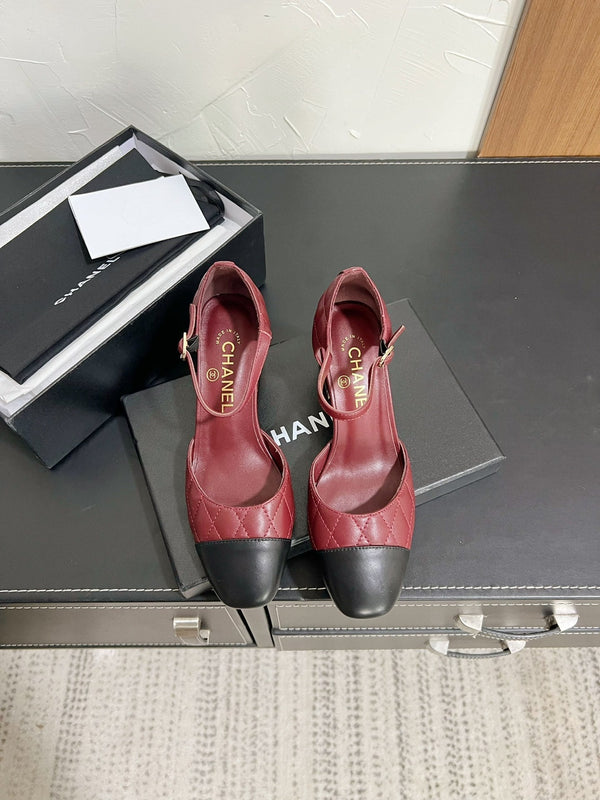 CC Mary Janes 55mm In Burgundy Mix Black Quilted Lambskin 949763