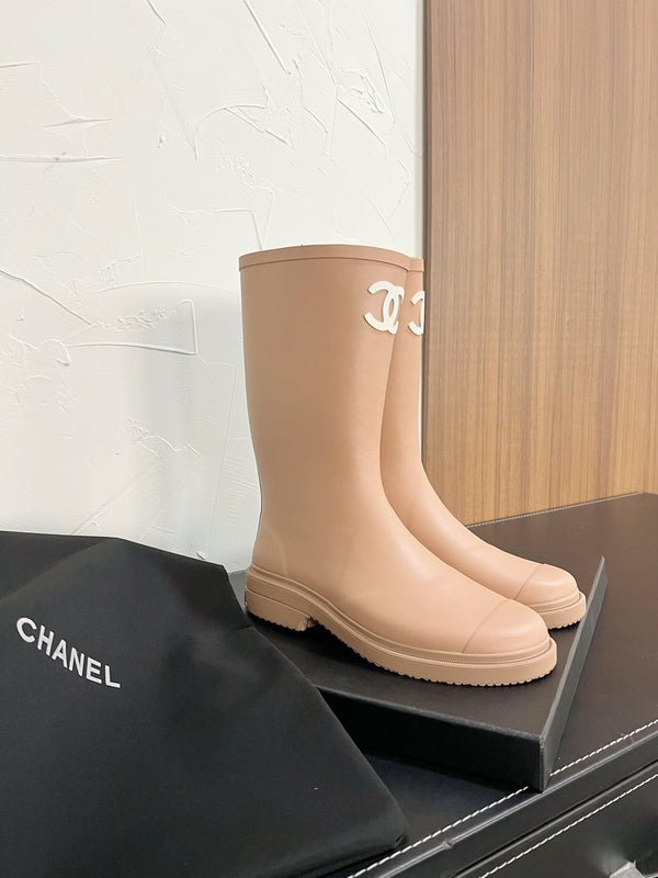 Stivali alti CC in gomma naturale beige 949644