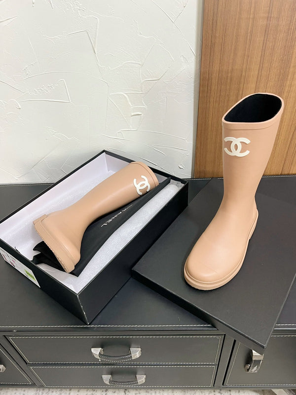 Stivali alti CC in gomma naturale beige 949644