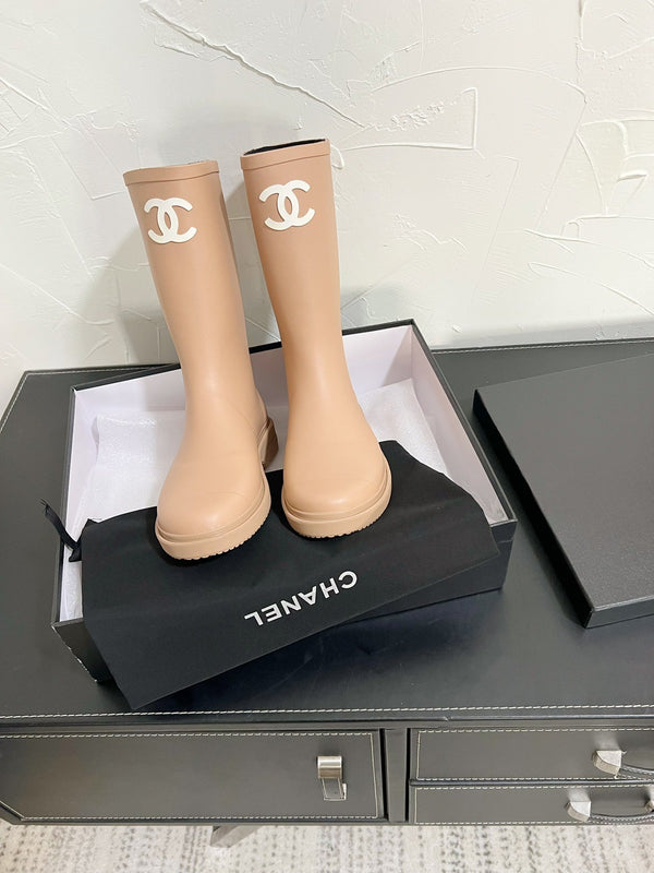 Stivali alti CC in gomma naturale beige 949644